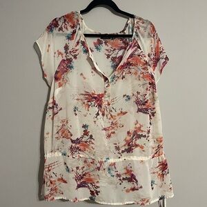A.N.A Floral Print Women's Top 1X EUC